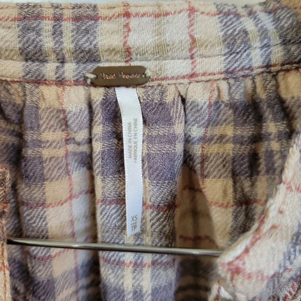 Free People Northern Bound Pullover in Beige Plaid Size XS